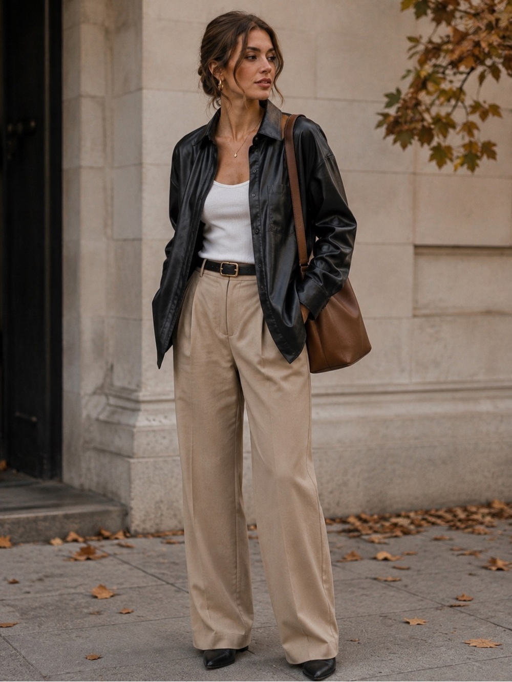 Retrod Black Faux Leather Oversized Shirt Jacket